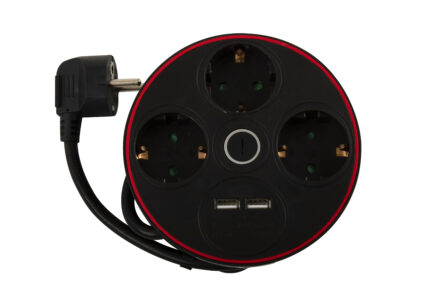GEYER Πολύπριζο μαύρο με διακόπτη 3 θέσεις & 2xUSB GNBKU03/E