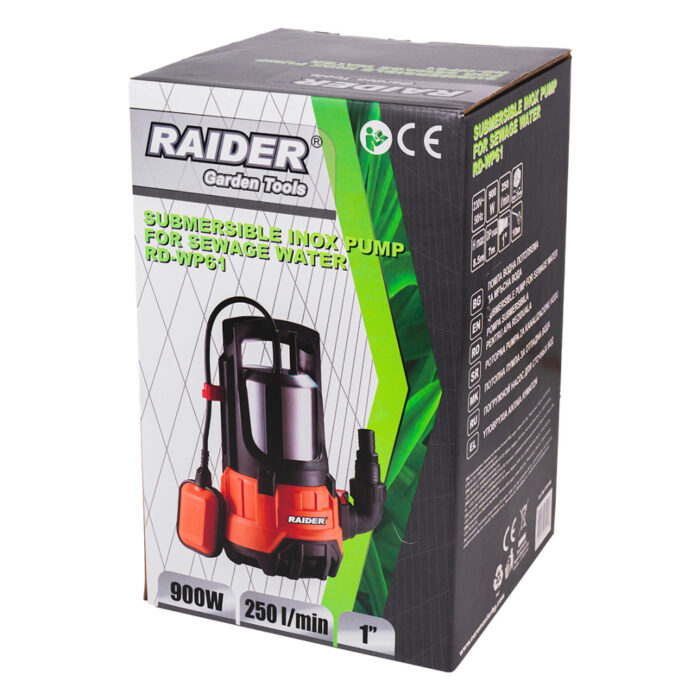 RAIDER Αντλία υποβρύχια ακαθάρτων inox RD-WP61 900W 1"max  250L/min 8,5m 070168 - Image 2