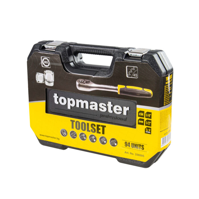 TOP MASTER Κασετίνα καρυδάκι 1/4'' & 1/2'' σετ 94τεμ 339205 - Image 2