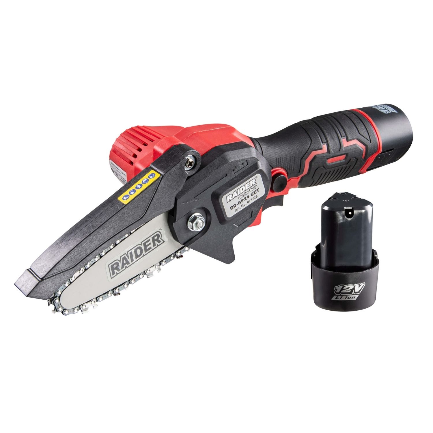 10-6688 RAIDER Αλυσοπρίονο κλαδευτικό μπαταρίας 2x2Ah 12V 0,87kg με λάμα 10cm RD-GP24 075726 - Image 1
