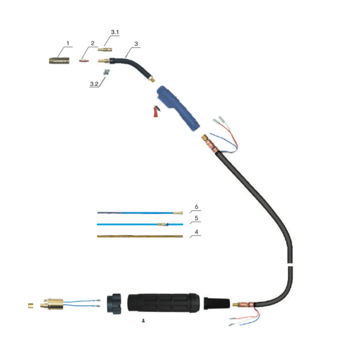Ντίζα Teflon 3m*1,5mm*ø4,0mm για τσιμπίδα MIG 91080 - Image 2