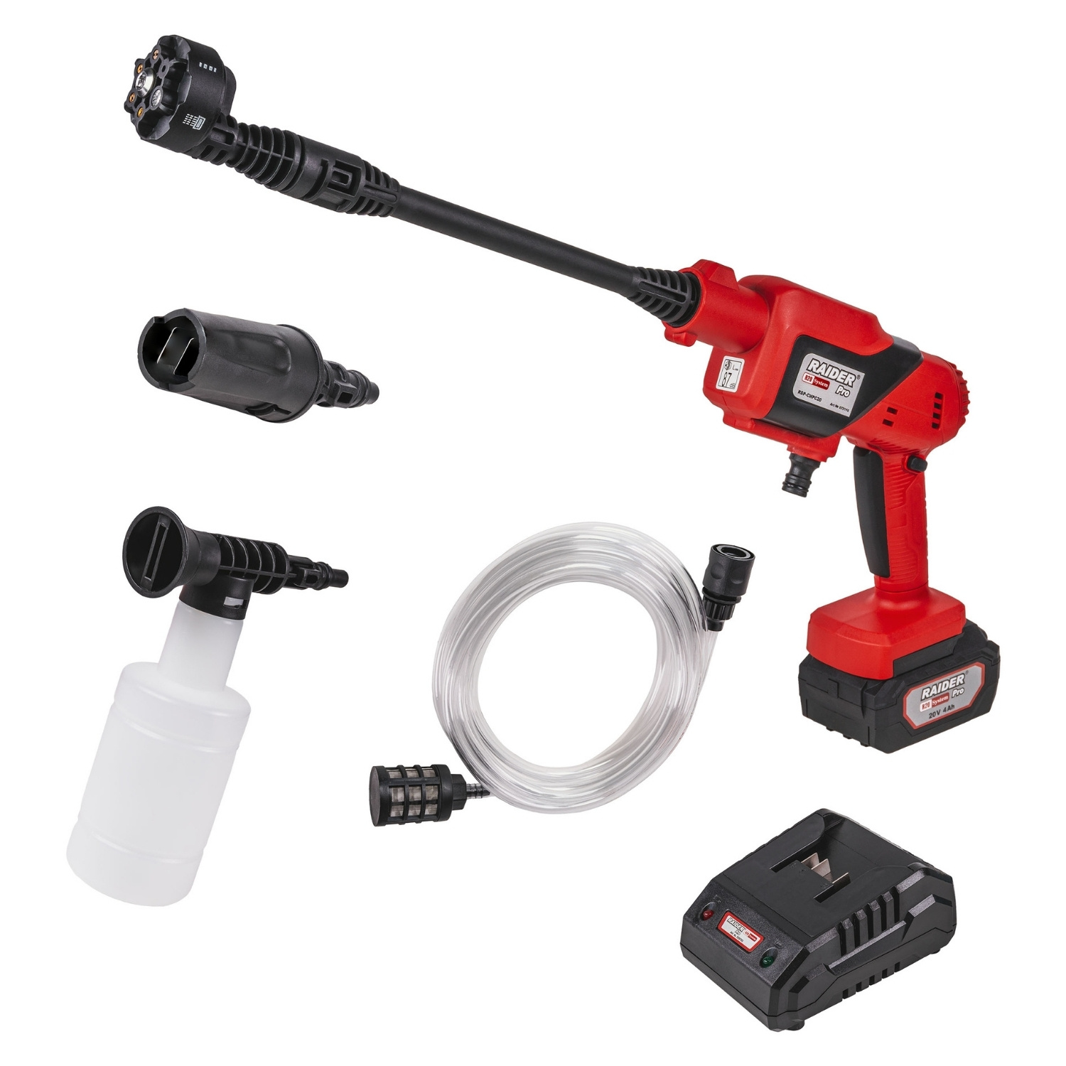 10-6202 RAIDER R20 Set Πλυστικό μπαταρίας 20V 1x4Ah με πίεση 25bar RDP-CHPC20 072110 - Image 1