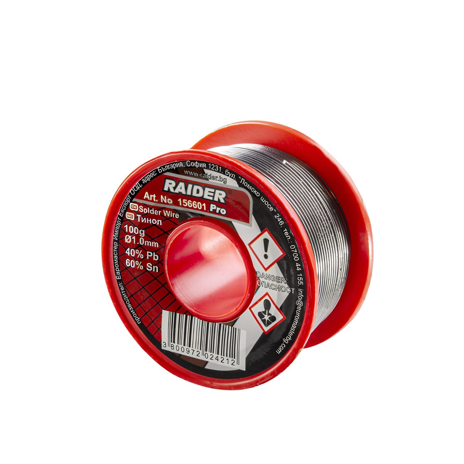 10-5651 RAIDER Καλάι κόλληση 1ΜΜ 100g 60%Sn 40%Pb Pro 156601 - Image 1
