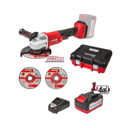 RAIDER R20 Set Γωνιακός Τροχός 125mm 4Ah RDP-YAG20 030250